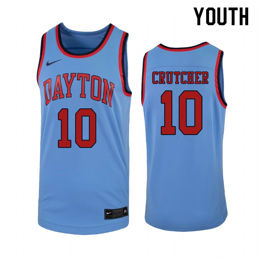 Youth #10 Jalen Crutcher Dayton Flyers College Basketball Jerseys Sale-Light Blue